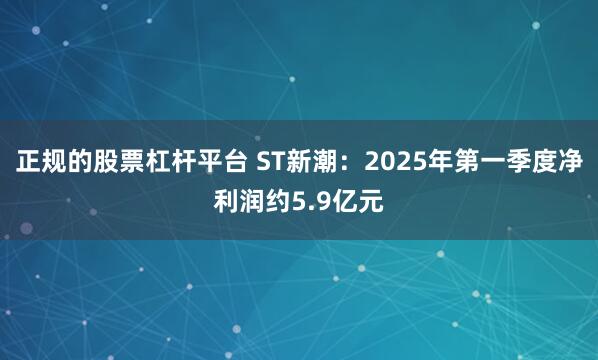 正规的股票杠杆平台 ST新潮：2025年第一季度净利润约5.9亿元